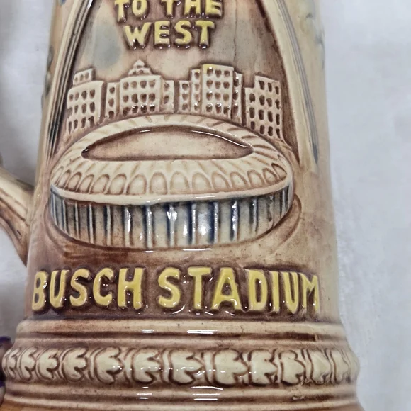 Vintage St. Louis MO Beer Stein Gateway Arch Busch Stadium Riverboat Japan - Picture 11 of 13